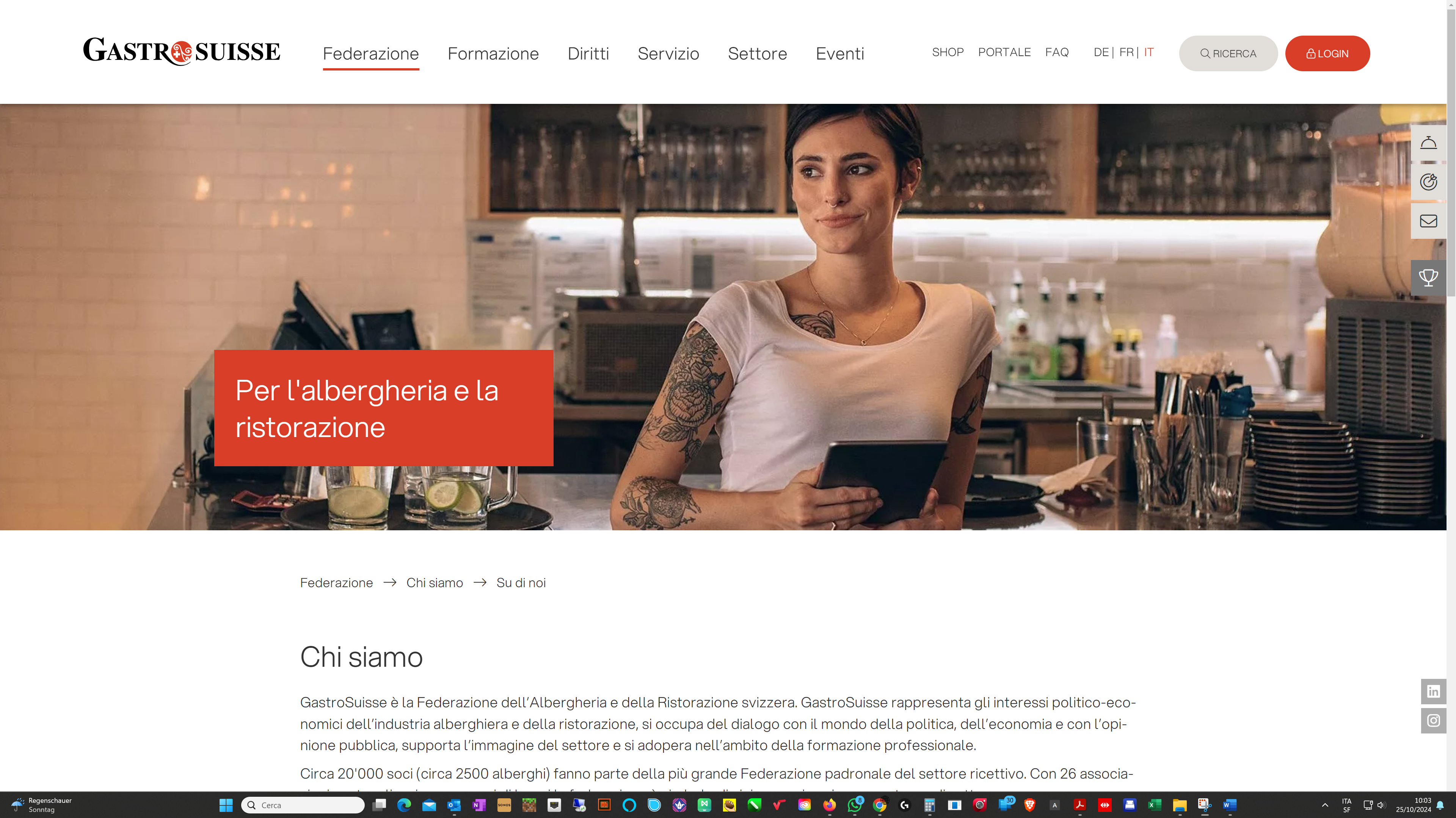 Sito di GastroSuisse - Federazione per l'albergheria e la ristorazione